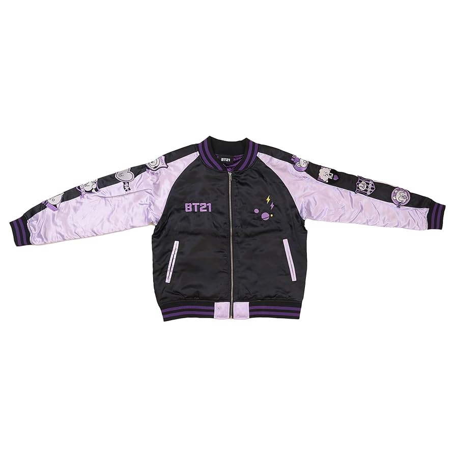 パープル　スカジャン ジョジョ ジョルノ・ジョバァーナ刺繍スカジャン リバーシブル